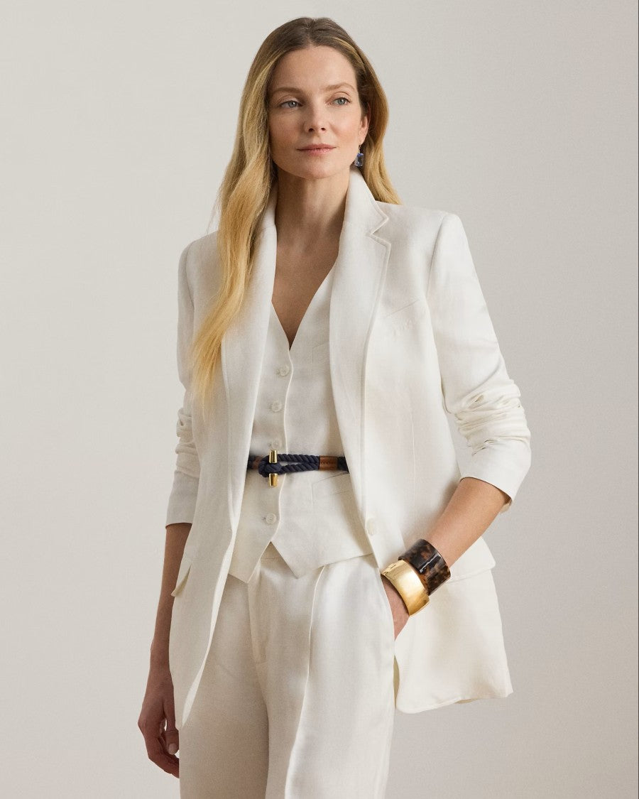 Lauren Ralph Lauren White Light Linen Blazer Jacket