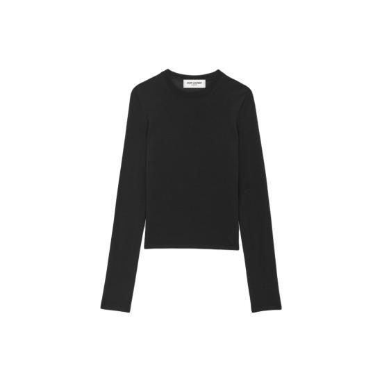 Saint Laurent Fitted Crew Neck Sweater In Fabric Blend