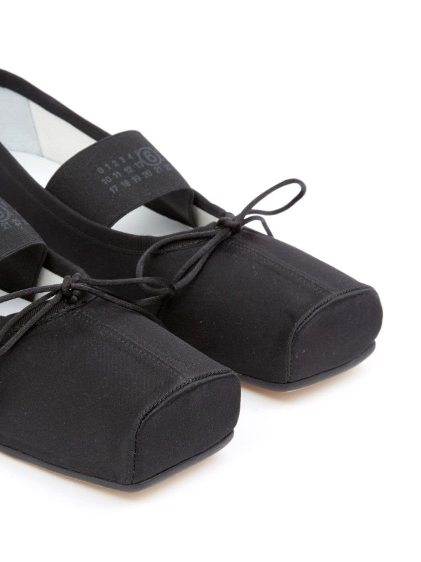 Mm6 By Maison Margiela Black Anatomic Fabric Square Toe Flats