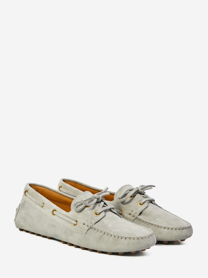 Tod's Soft Suede Driving Moccasins With Lace-Up Detail