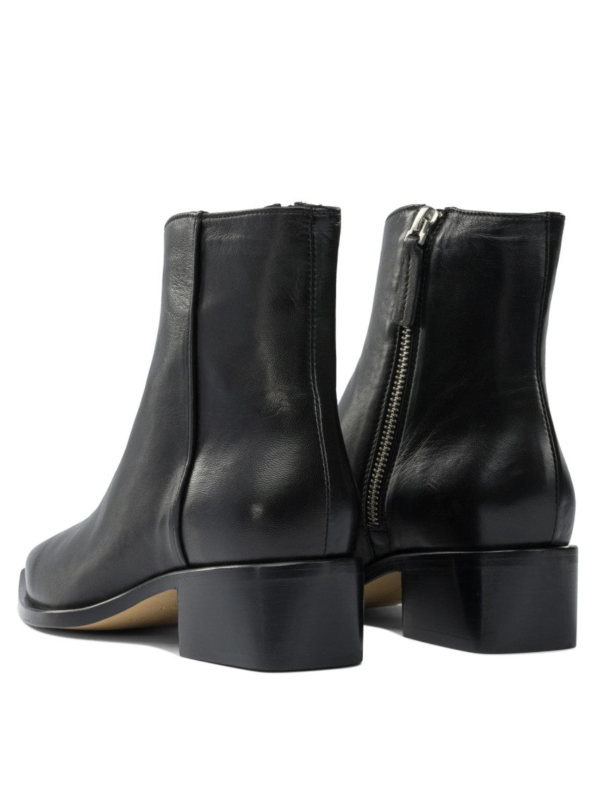 Pomme D'or Pointed Toe Black Calfskin Ankle Boots