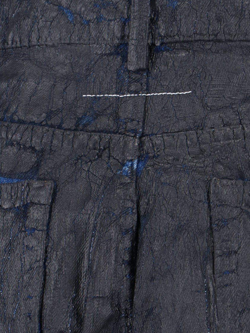 Mm6 By Maison Margiela Textured Black Denim Jeans With Classic Five-Pocket Design