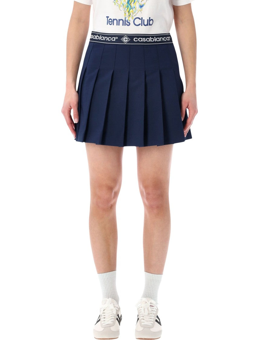 Casablanca Pleated Wool Blend Mini Skirt