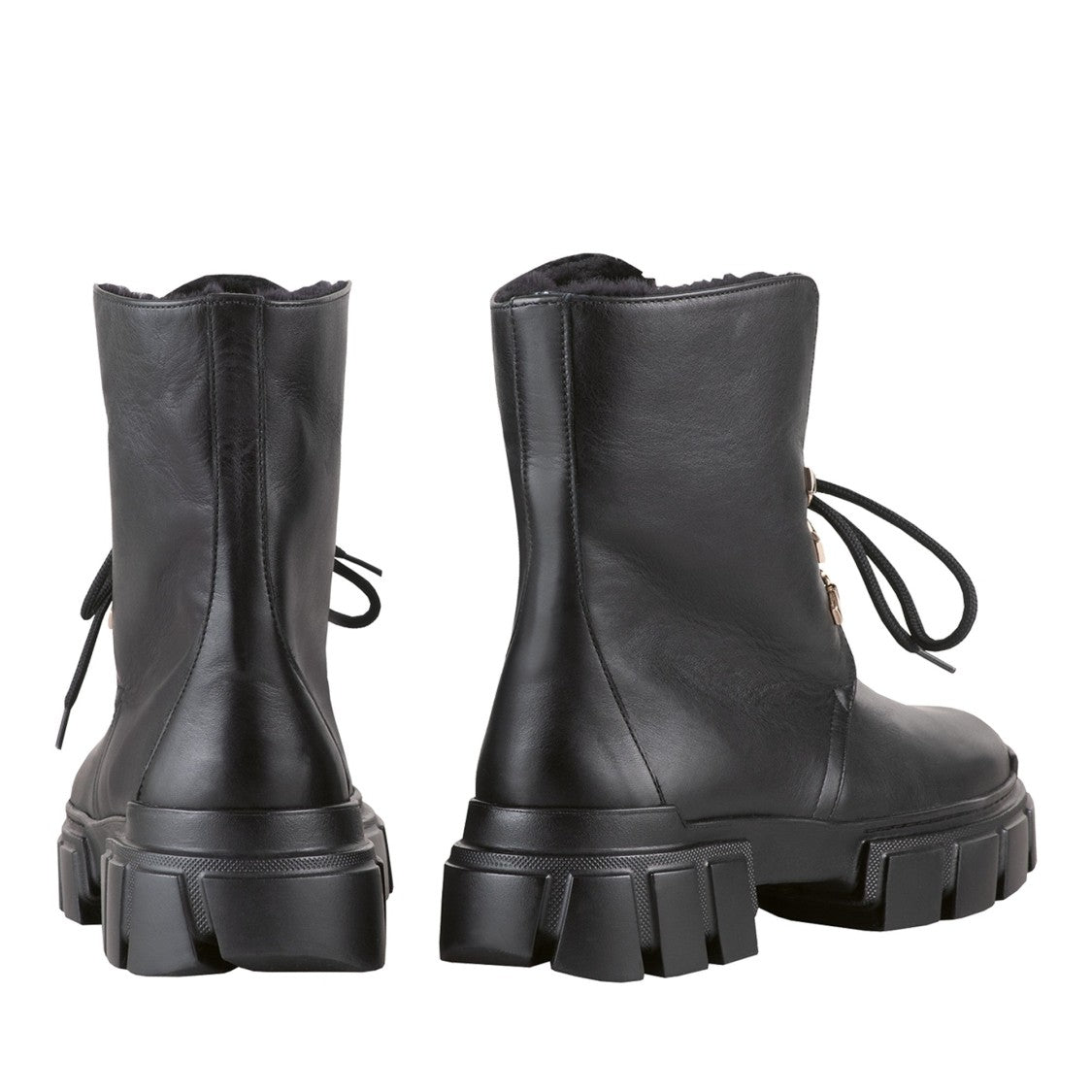 Högl Black Sheepskin Lined Leather Winter Ankle Boots