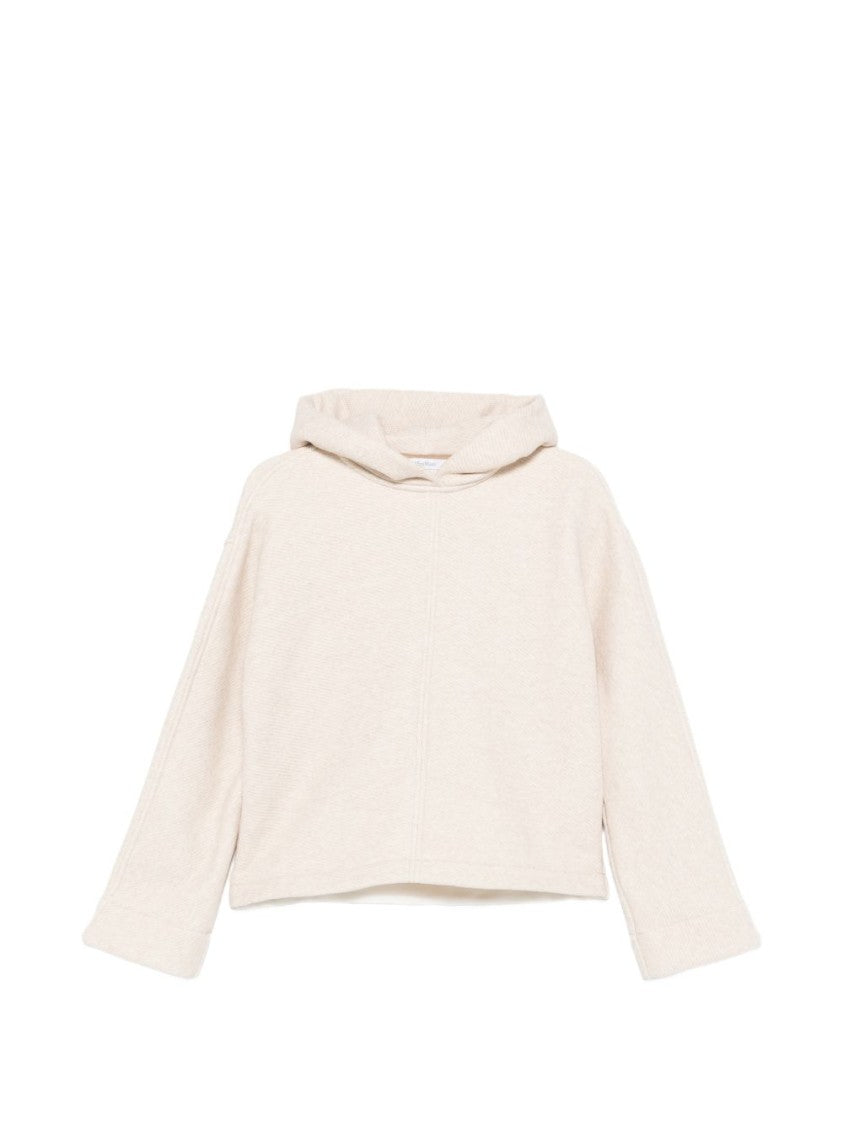 Max Mara Grey Relaxed Cropped Hooded Sweater