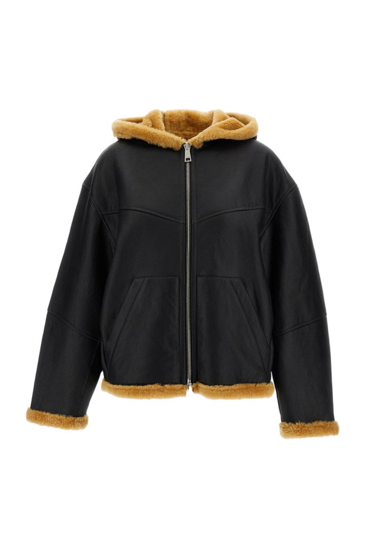 Halfboy Black/Brown Reversible Hooded Shearling Jacket