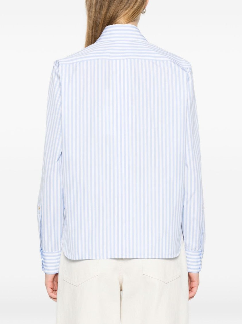 Max Mara Vertical Striped Button-Up Shirt With Pointed Collar