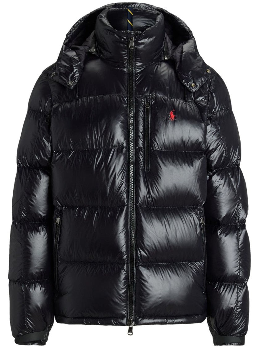 Polo Ralph Lauren Glossy Black Puffer Jacket With High Collar