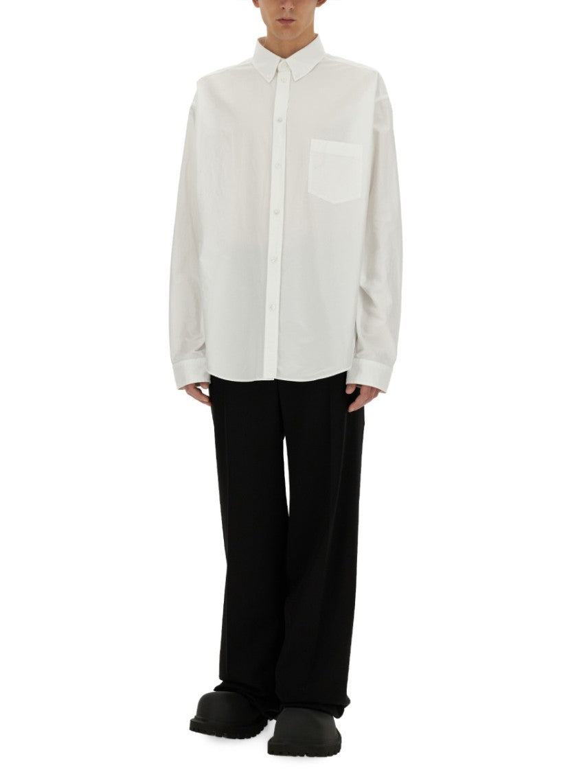 Balenciaga Relaxed Fit White Cotton Shirt With Classic Collar