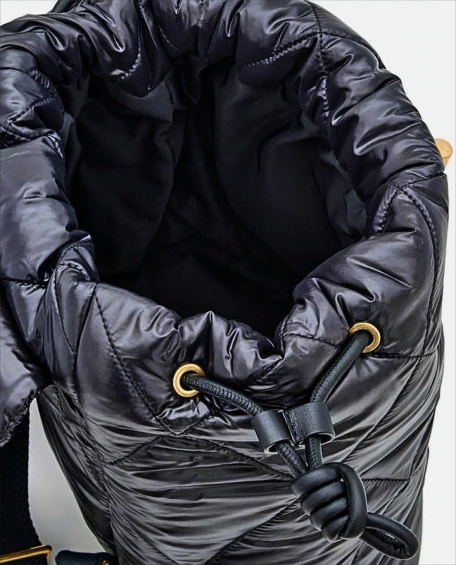 Moncler Quilted Black Polyamide Backpack With Gold-Tone Turn-Lock Closure