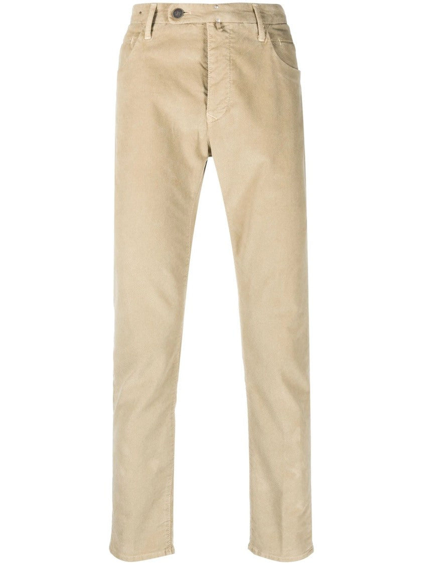Incotex Neutral Pantalone Vintage Straight-Leg Cotton Pants