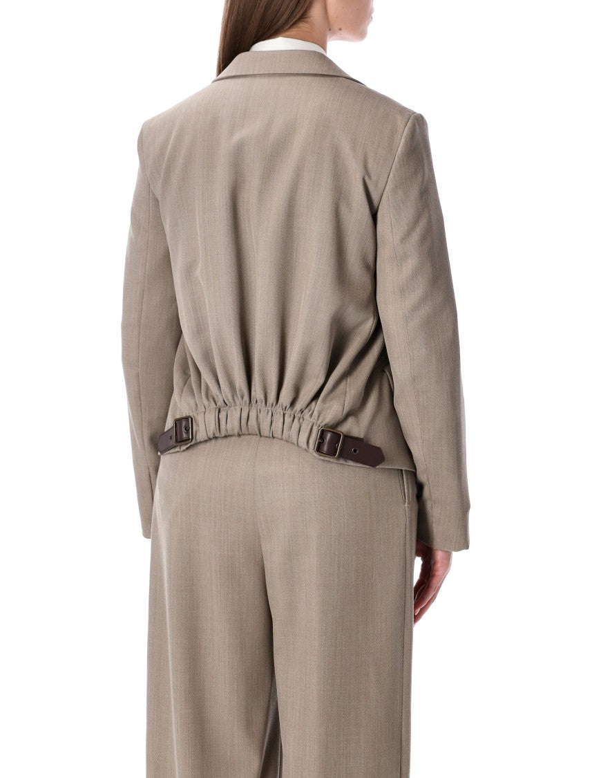 Loewe Wool Single-Breasted Jacket With Leather Belt Detail