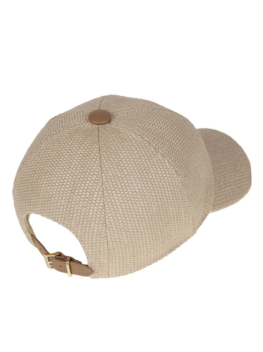 Max Mara Mxacircense Textured Woven Cotton Baseball Cap