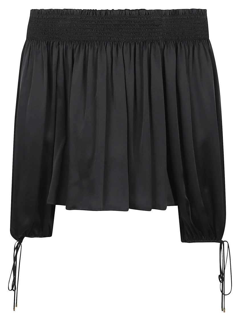 Chloé Black Silk Wash Off-The-Shoulder Top