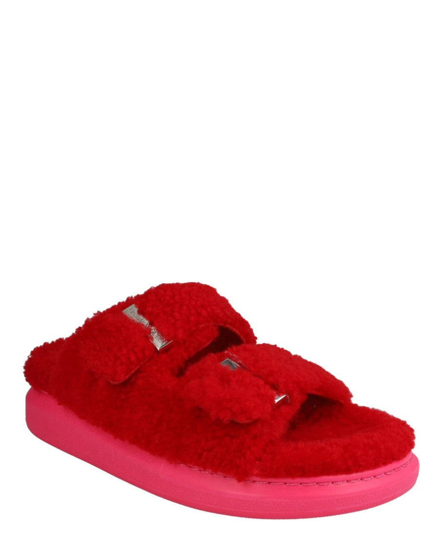 Alexander Mcqueen Shearling Slide Sandals