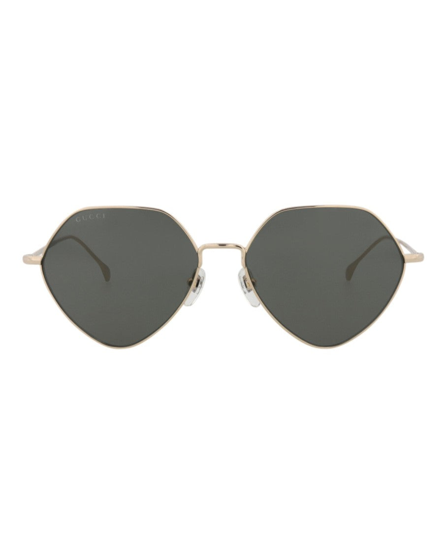 Gucci Square-Frame Metal Sunglasses With Velvet Case