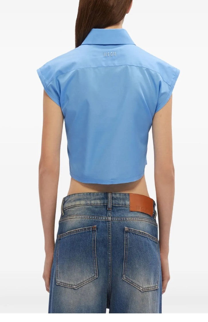 Msgm Cropped Shirt With Classic Collar