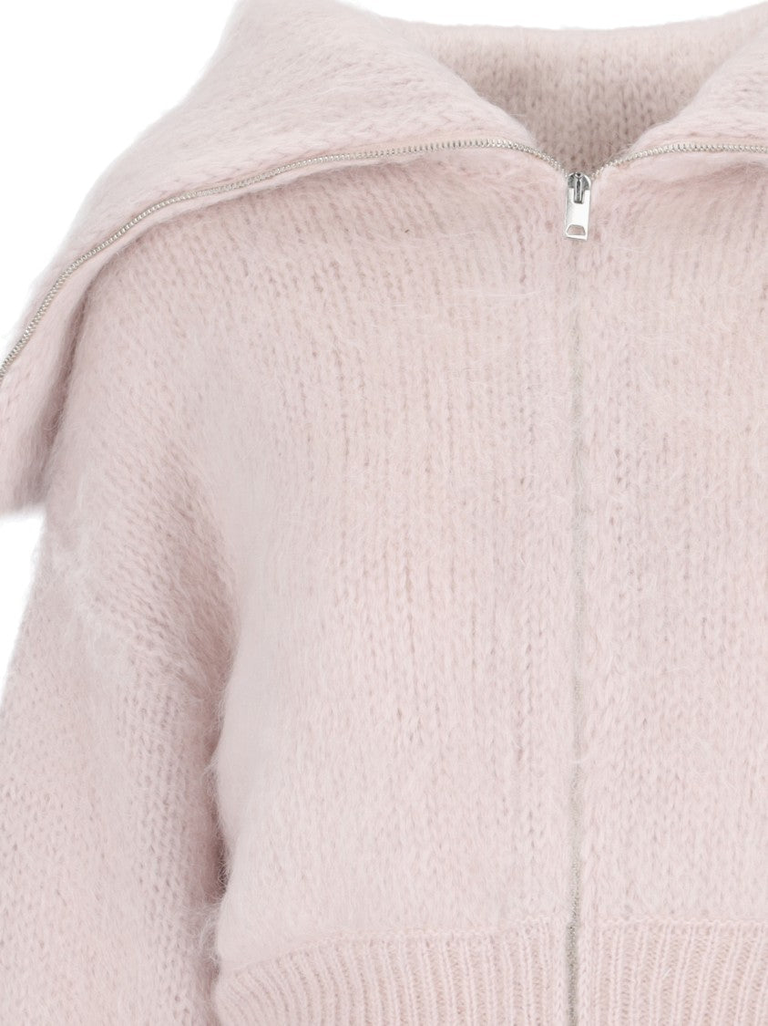 Sa Su Phi Light Pink Zip-Up Sweater With Maxi Collar