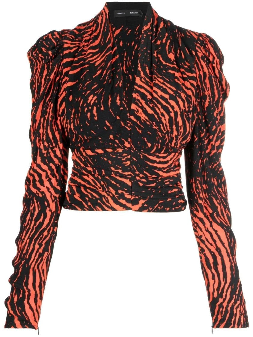 Proenza Schouler Painted Spiral V-Neck Top