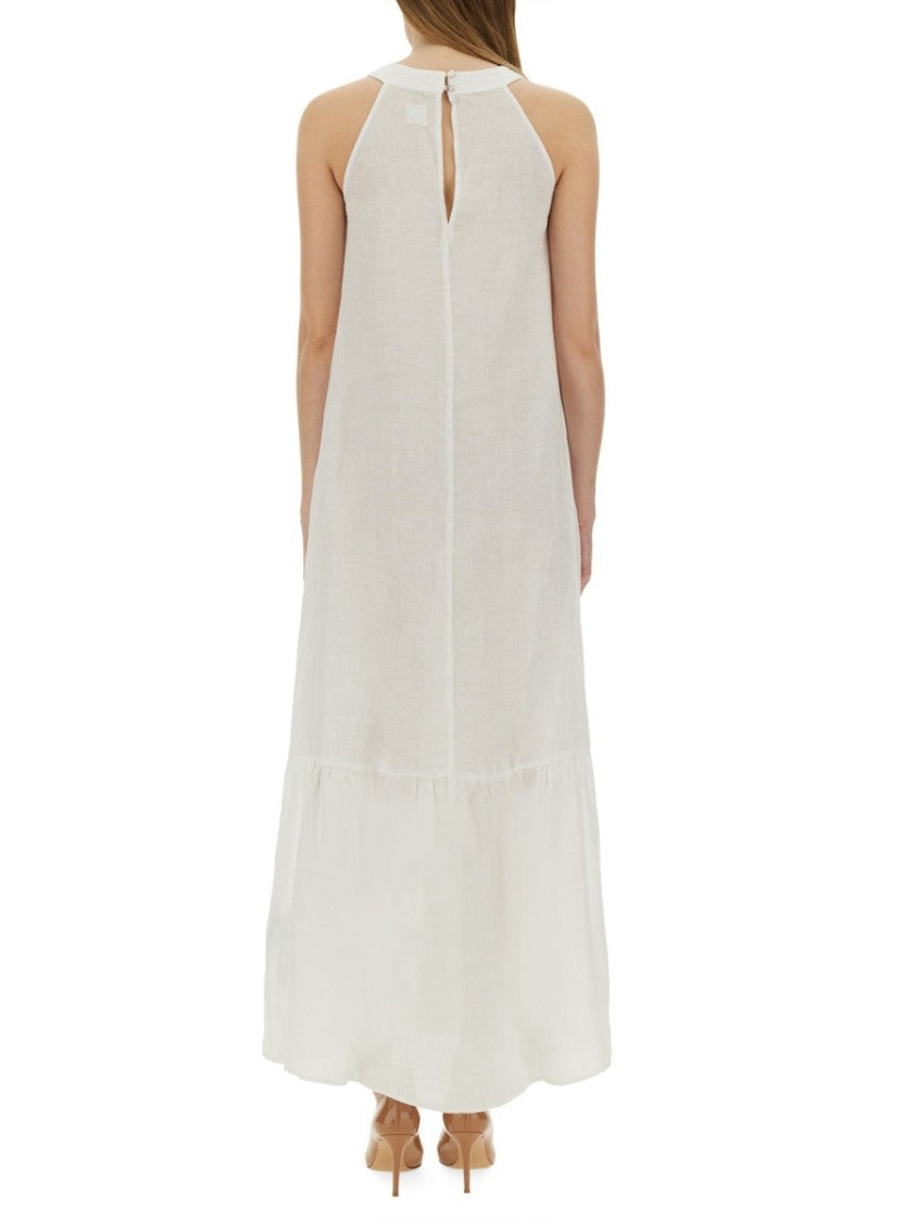 120% Lino Relaxed Long Linen Dress With Tiered Hem