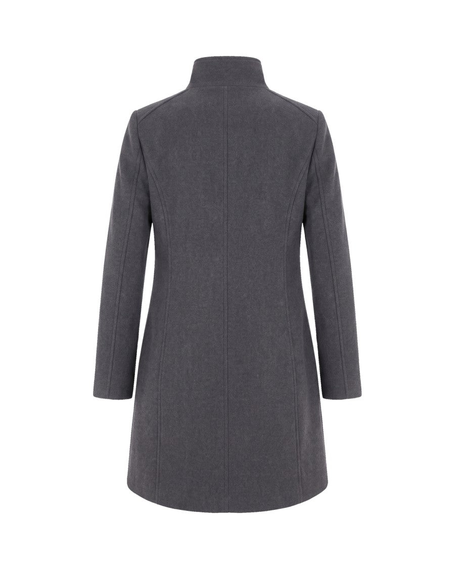 Liu Jo Ash Grey Wool-Blend Midi Coat