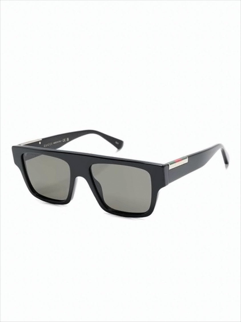 Gucci Rectangular Acetate Sunglasses With Metallic Details