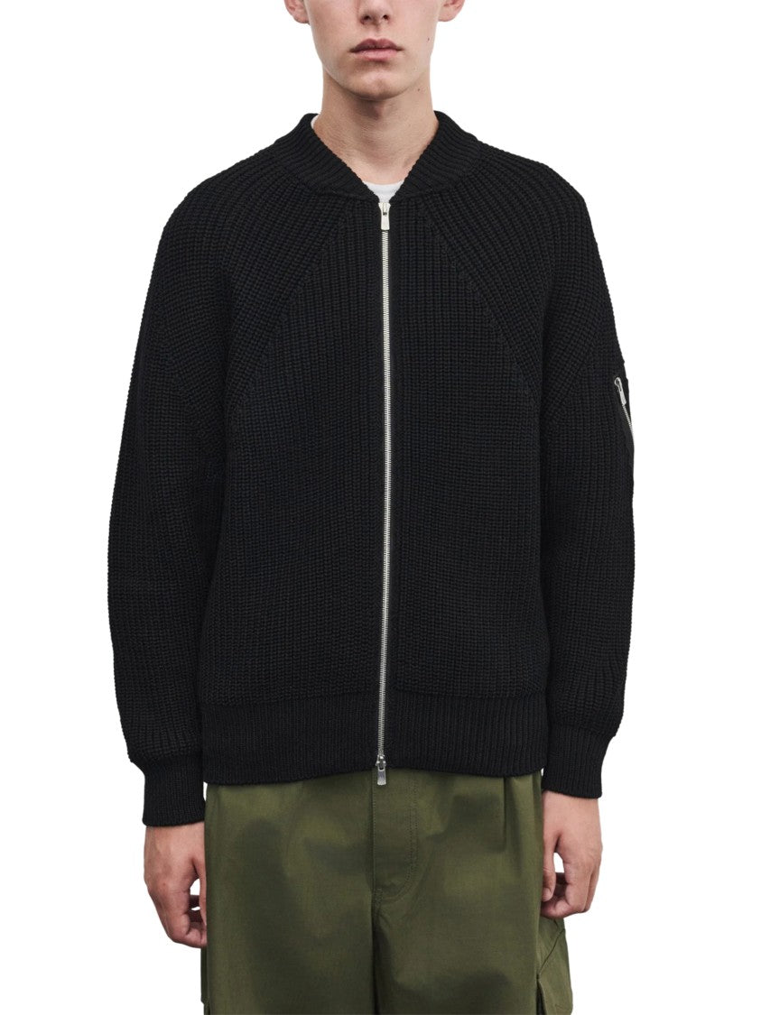 Comme Des Garçons Chunky Ribbed Knit Sweater With Zippered Pocket Detail