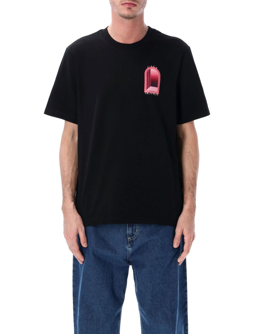 Casablanca L’Arche Printed Pink T-Shirt In Black