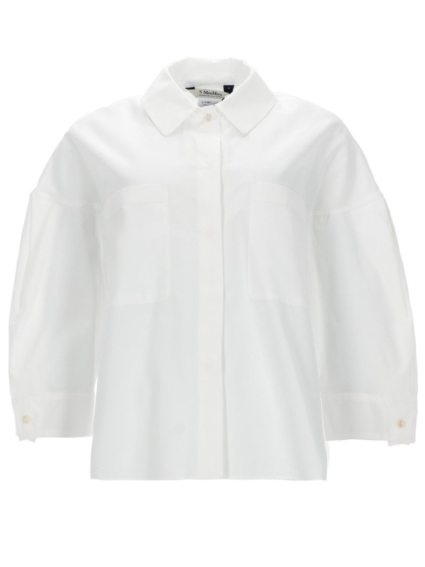 Max Mara Ancella Voluminous Sleeve White Cotton Shirt