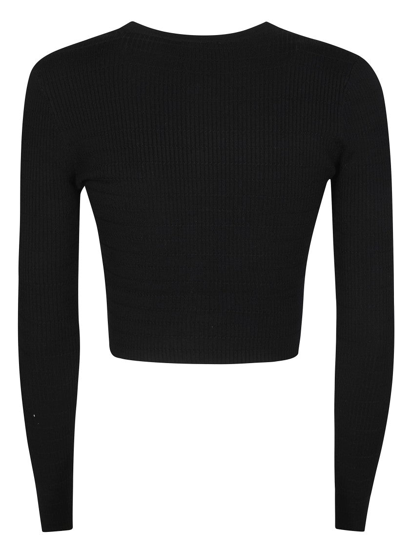 Elisabetta Franchi Cropped Ribbed Round Neck Top