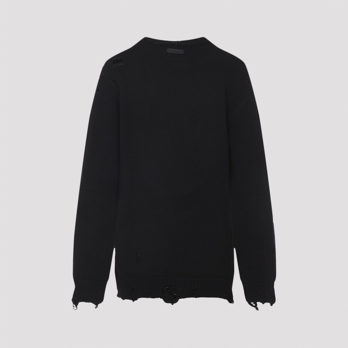 Moschino Distressed Black Virgin Wool Sweater