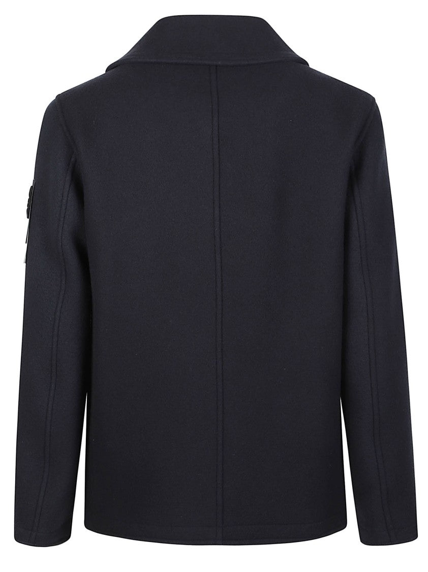 Stone Island Double-Breasted Virgin Wool-Cashmere Peacoat