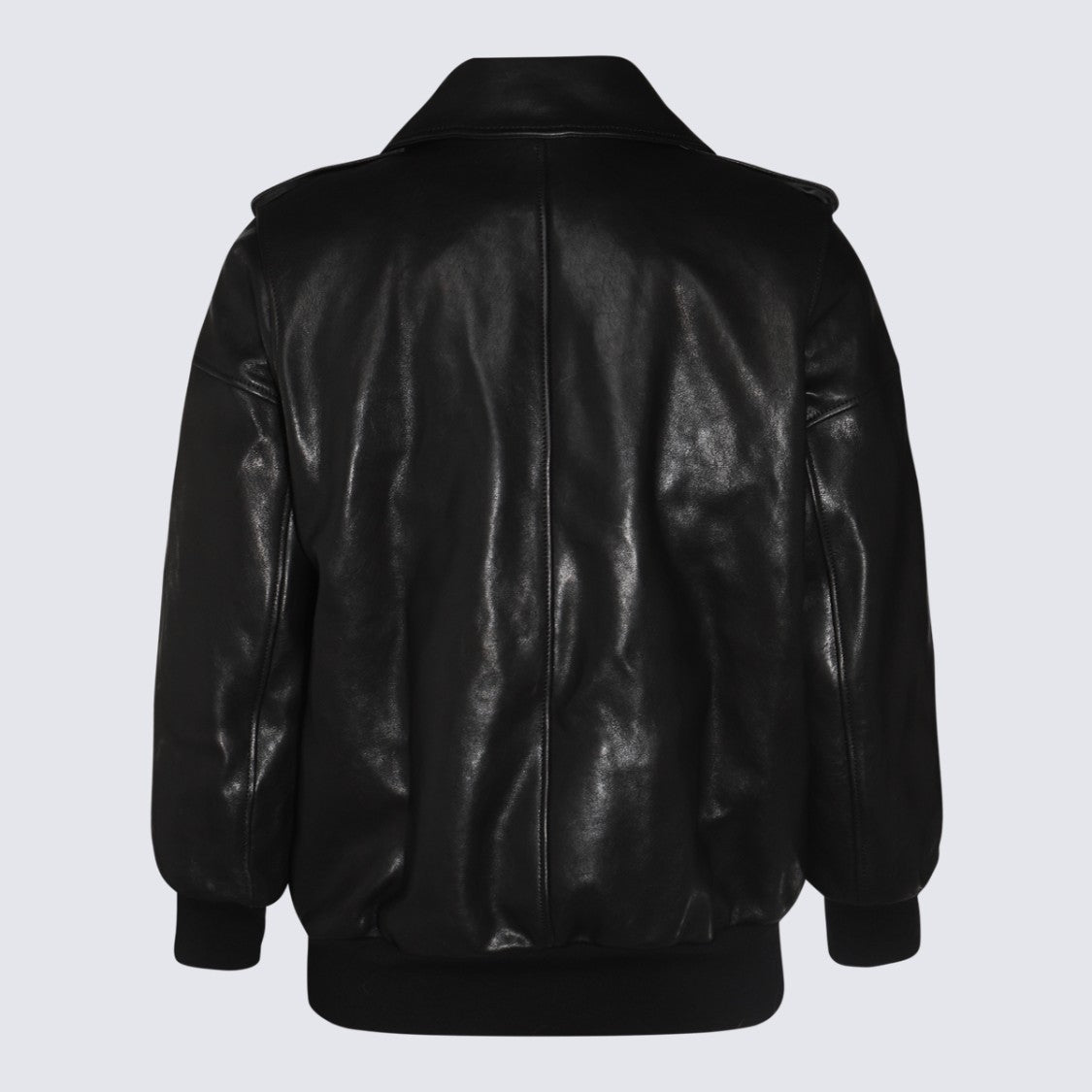 Alexander Mcqueen Sleek Black Leather Jacket With Structured Collar