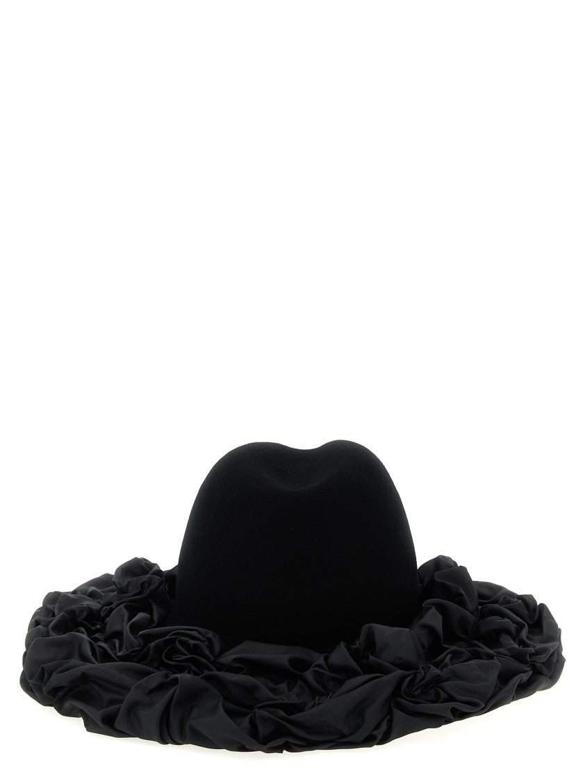 Comme Des Garçons Wool Fedora Hat With Ruffled Brim