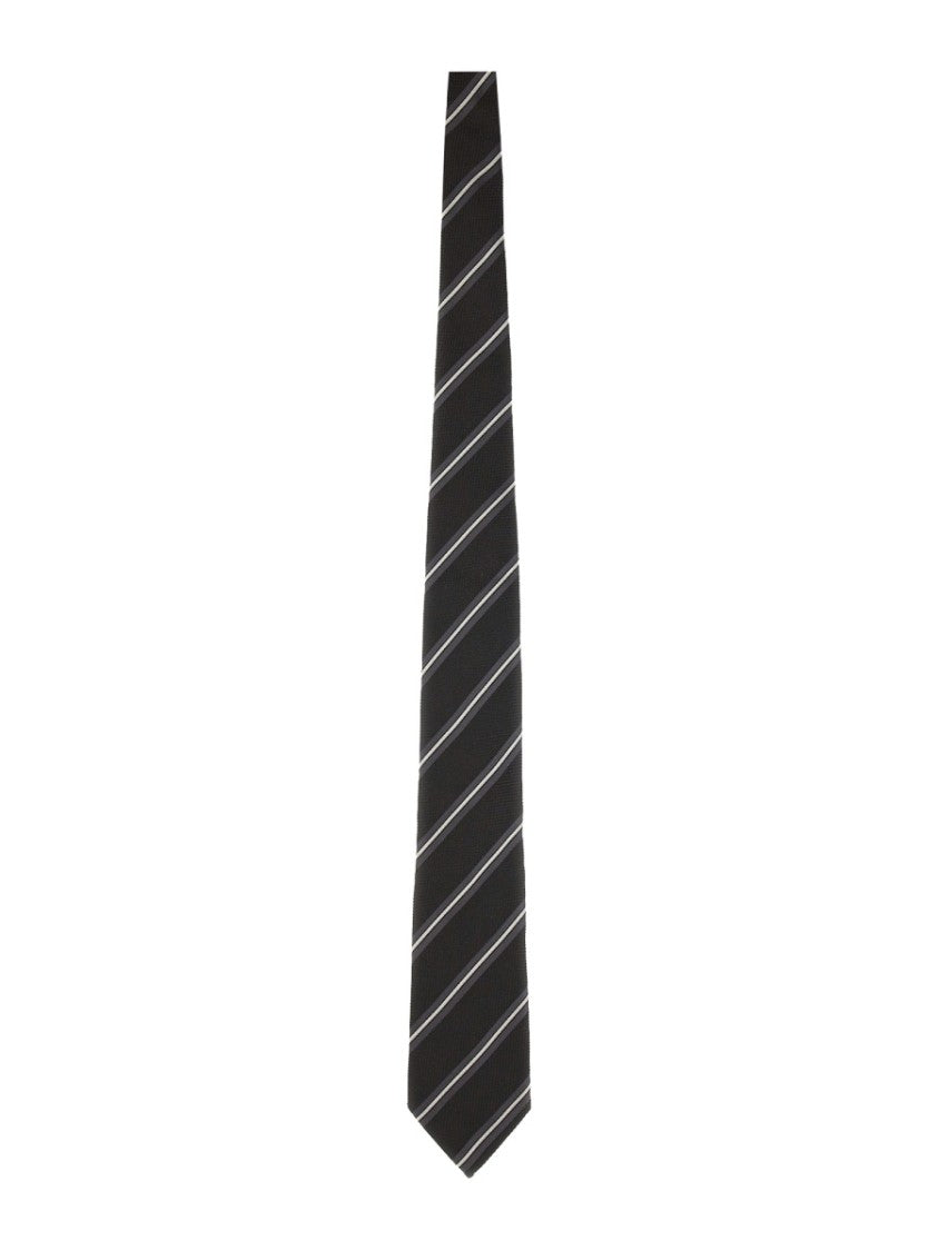 Tom Ford Classic Black Silk Tie With Diagonal Stripes