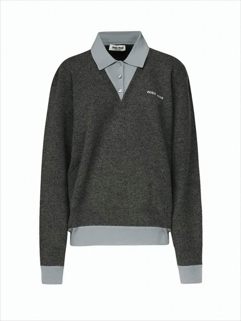Miu Miu Dark Grey Cashmere Blend Sweater