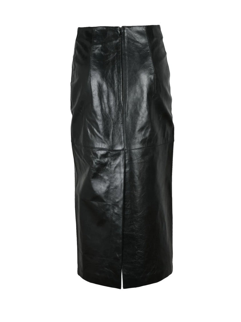 Sportmax Black Leather Women's Leather Skirt