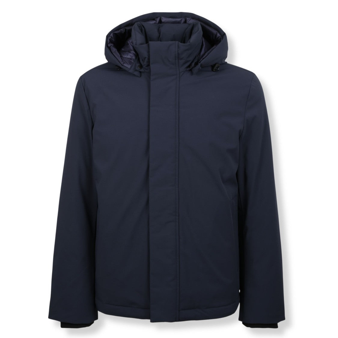 Woolrich High-Collar Blue Casual Jacket With Adjustable Hood