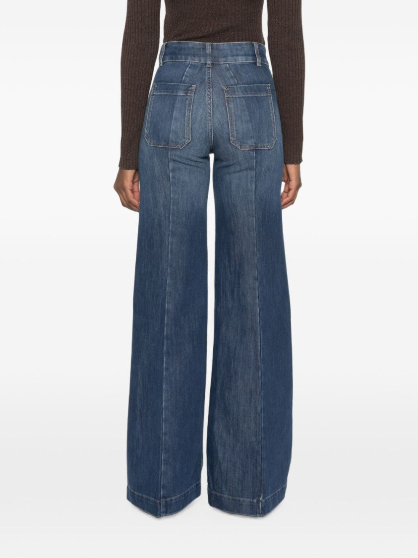 Seafarer Distressed Wide-Leg Patch-Pocket Jeans