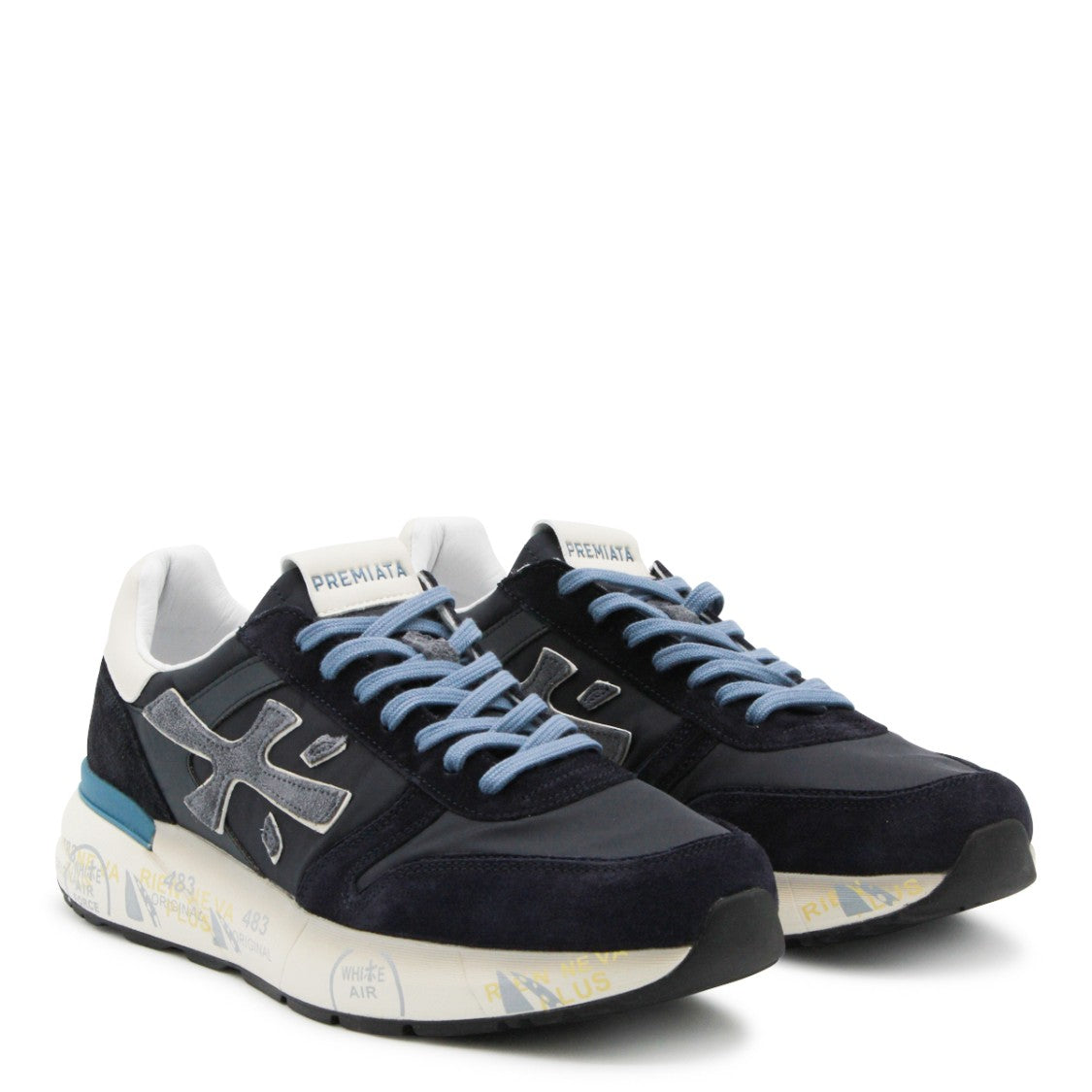 Premiata Black Stevend Leather-Blend Low-Top Sneakers