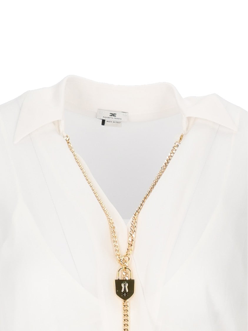 Elisabetta Franchi Long Sleeve Gold Chain Bodysuit