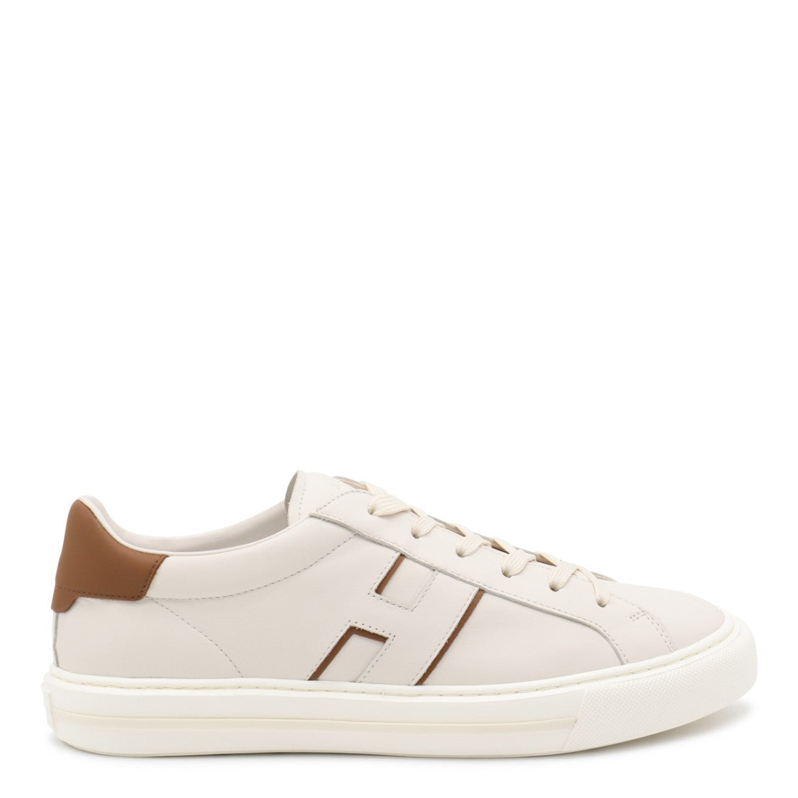 Hogan White And Brown Leather H691 Sneakers