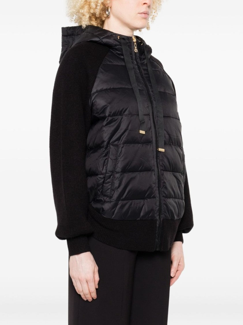 Twin-Set Quilted Black Hooded Jacket