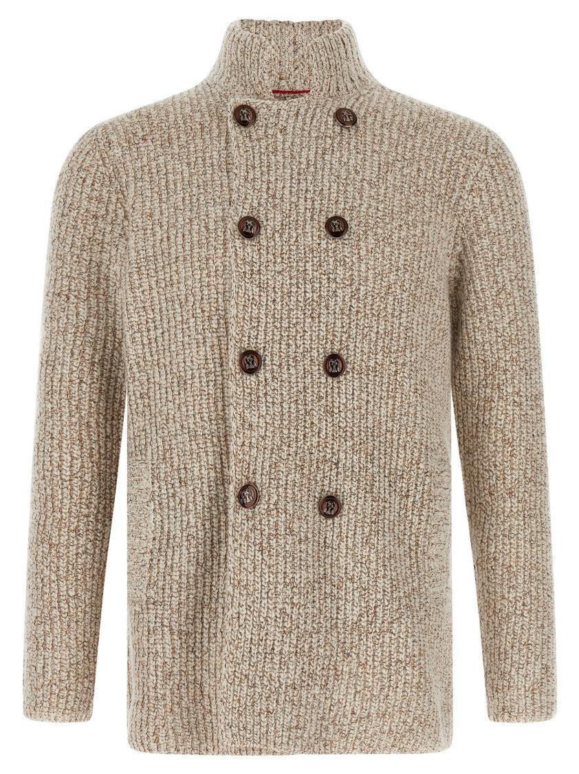Brunello Cucinelli Textured Half-English Rib Knit Cardigan