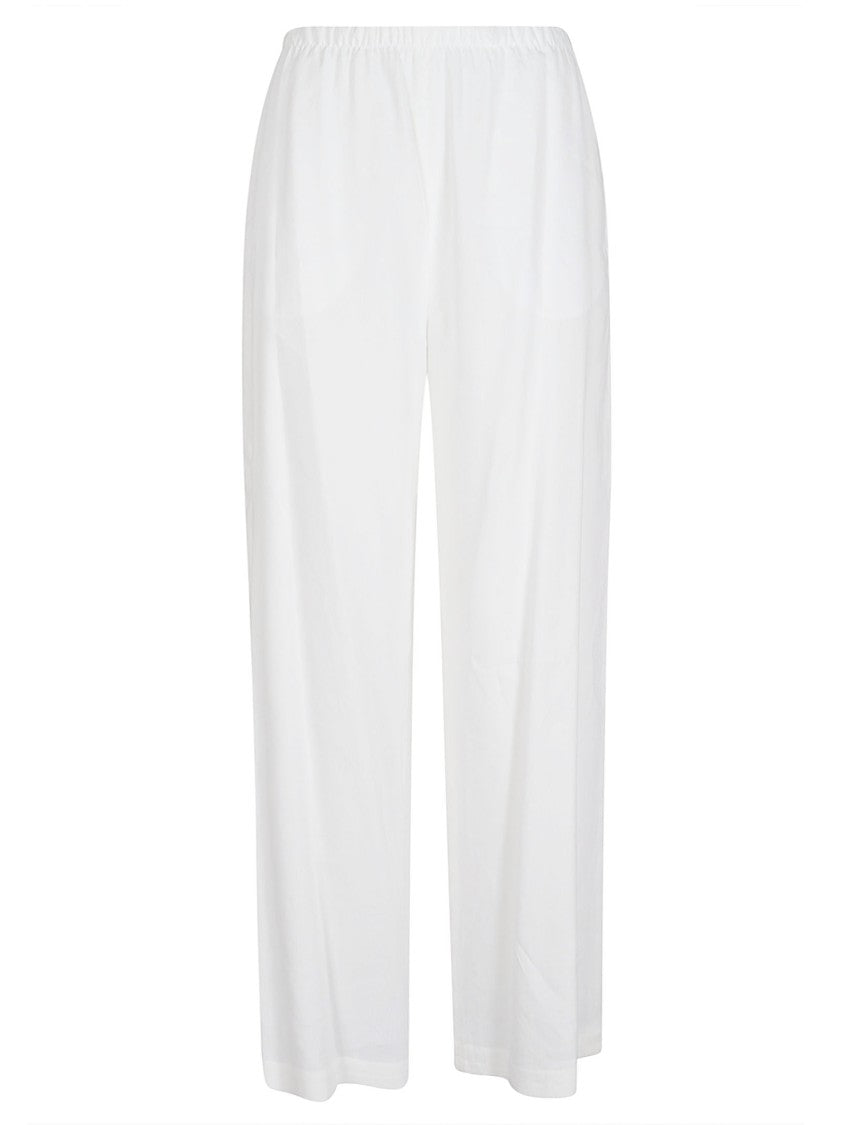Max Mara Wide-Leg Trousers In Linen Blend Jersey With Gathered Waistband