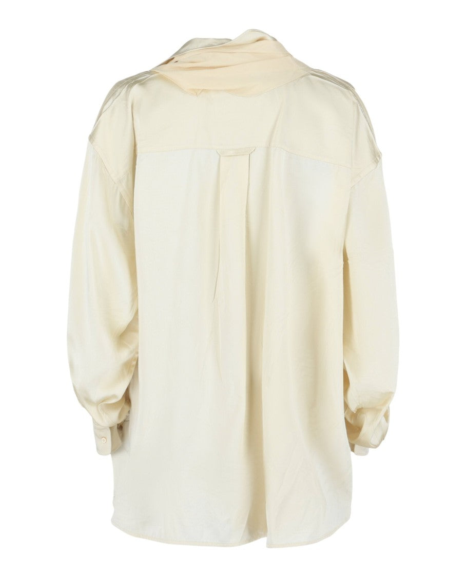 Balenciaga Patched Scarf Shirt In Fluid Satin