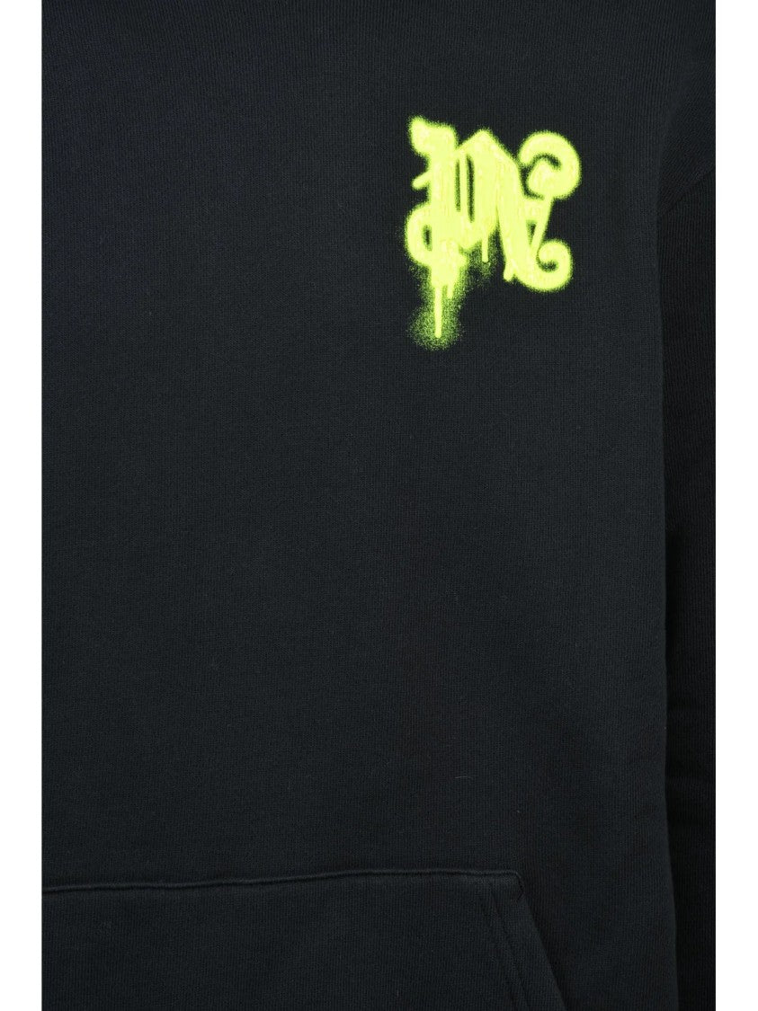 Palm Angels Black Cotton Graffiti Hoodie