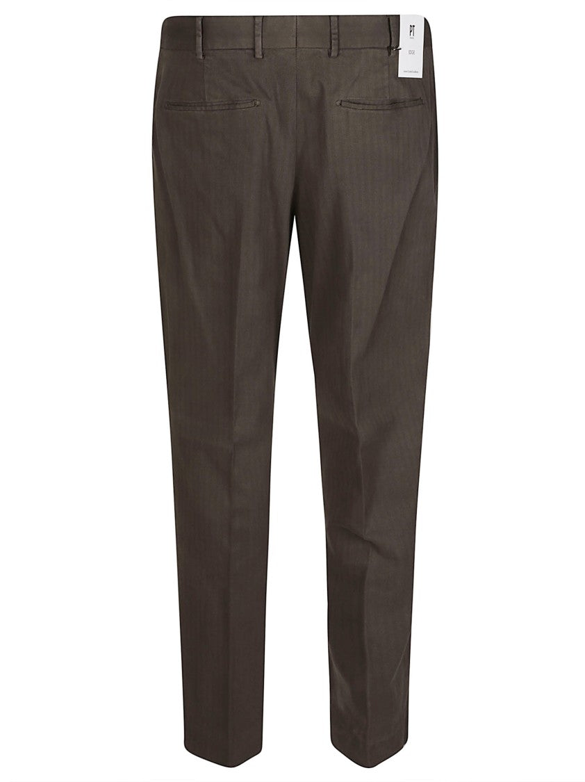 Pt Torino Rebel Brown Tailored Straight-Leg Pants