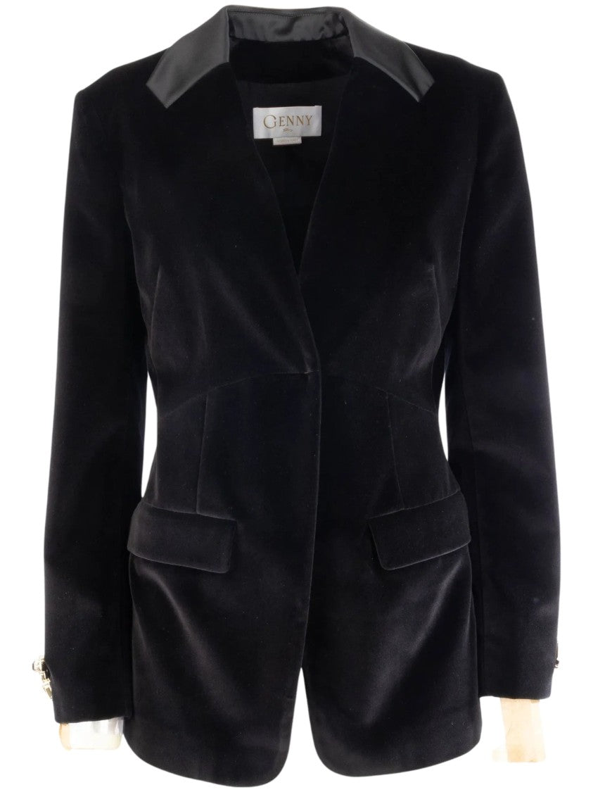 Genny Crystal-Embellished Velvet Jacket With Tailored Silhouette