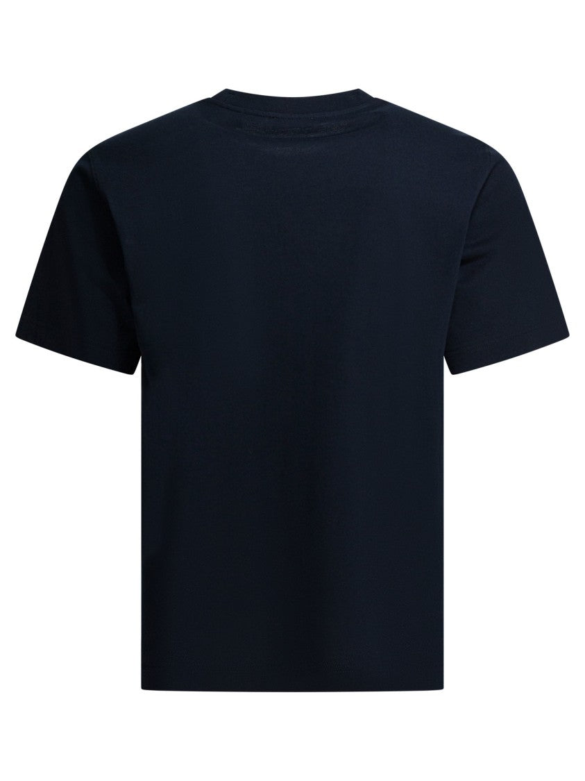 Burberry Fitted Blue Cotton T-Shirt With Embossed Logo